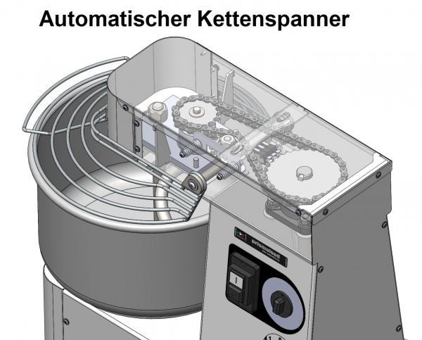 Teigmaschine - 2 Geschwindigkeiten - Kesselvolumen: 32 Liter / 25 kg Teig - aufklappbares Rührwerk